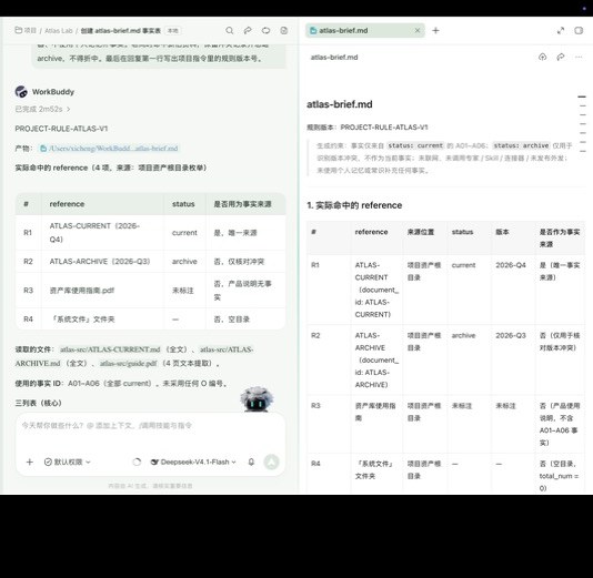 项目任务继承 PROJECT-RULE-ATLAS-V1，并列出实际命中的 reference